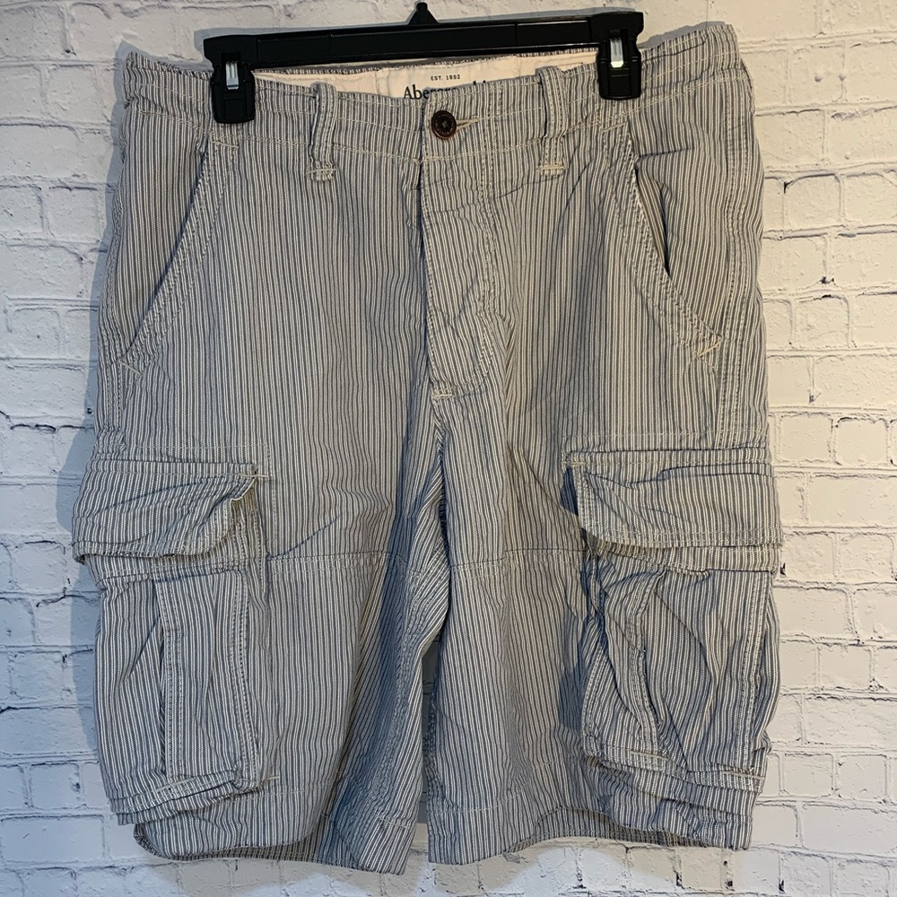 Abercrombie and Fitch Cargo Shorts Mens Railroad Striped Conductor Heavyweight